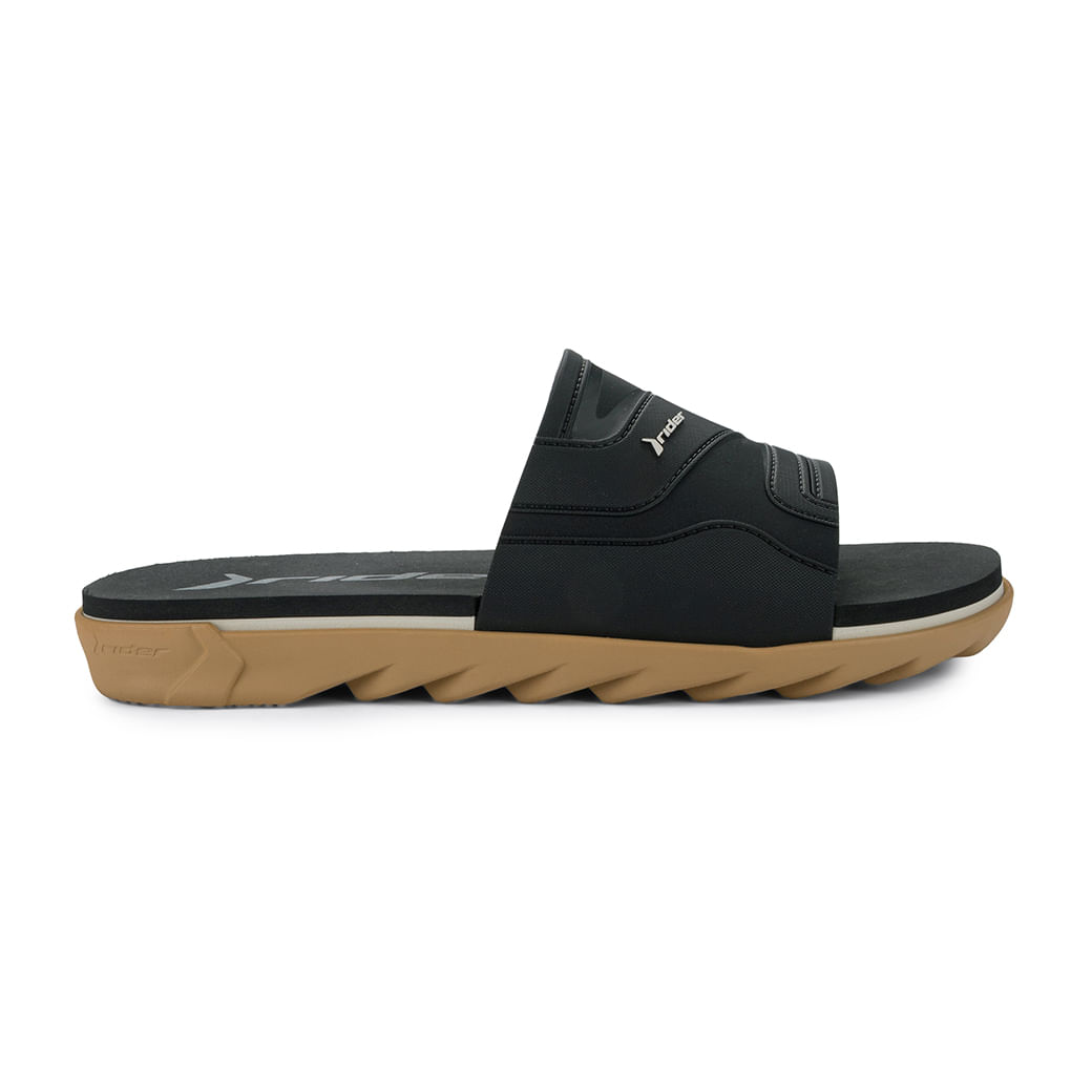 Chinelo Rider Rw Plus preto masculino vista lateral com solado antiderrapante