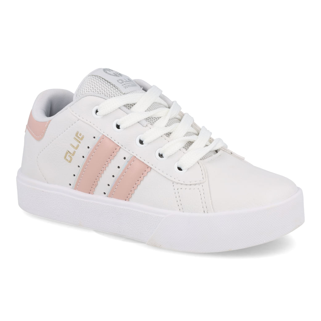 Tênis infantil branco Ollie Space 2 visto de lado para ajuste e conforto