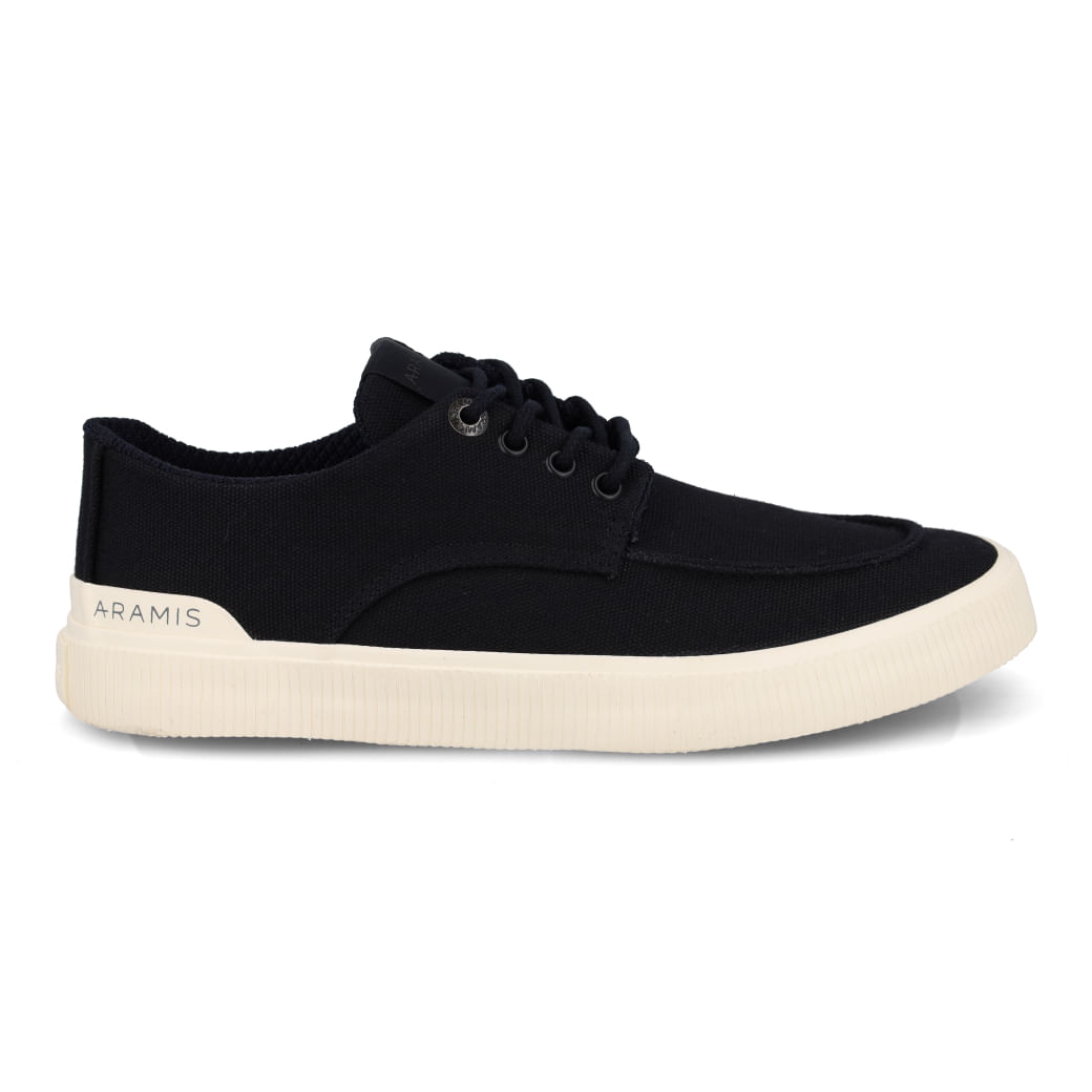 Tênis casual masculino Aramis modelo ARM254 preto em couro com solado branco e fechamento por cadarço