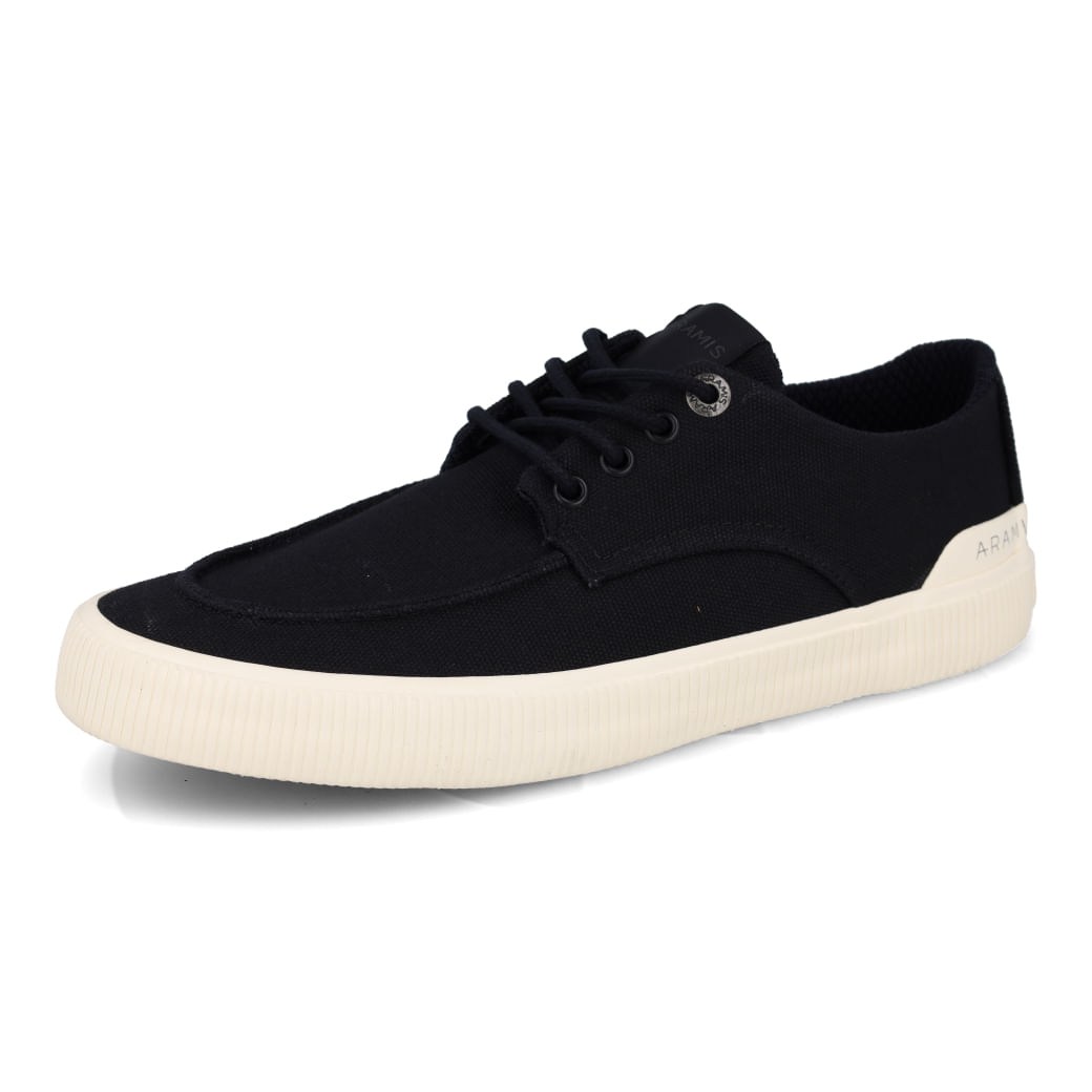 Tênis casual masculino Aramis ARM254 preto em couro vista frontal lateral direita