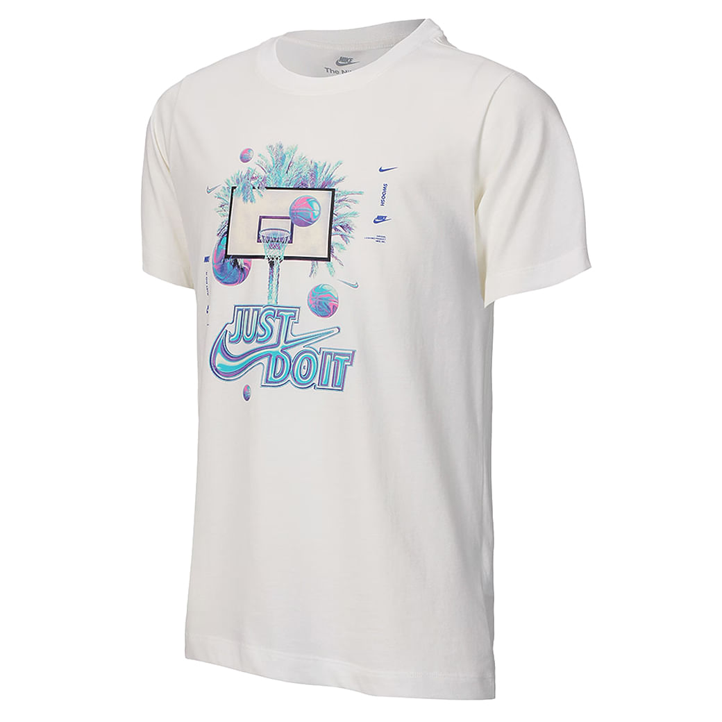 Camiseta Nike Sportswear Infantil branca vista frontal para seção 'Vai Servir?'