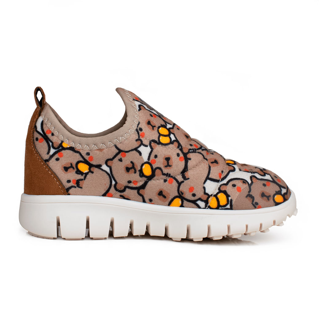 Tênis Casual Novopé Capivara Frutas Infantil Marrom