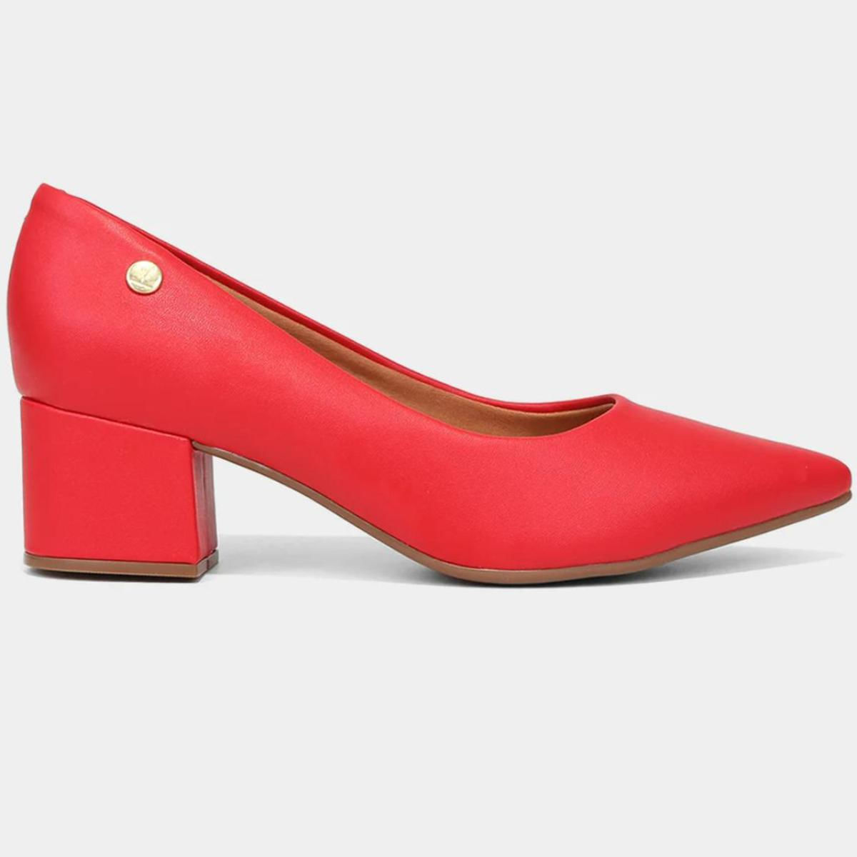 Scarpin Vizzano Bico Fino Salto Bloco Feminino Vermelho Paquetá