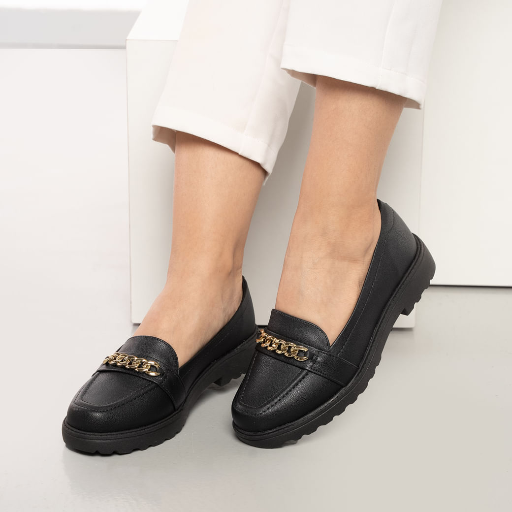Sapato Modare Mocassim Preto Feminino Confortável e Estiloso Paquetá