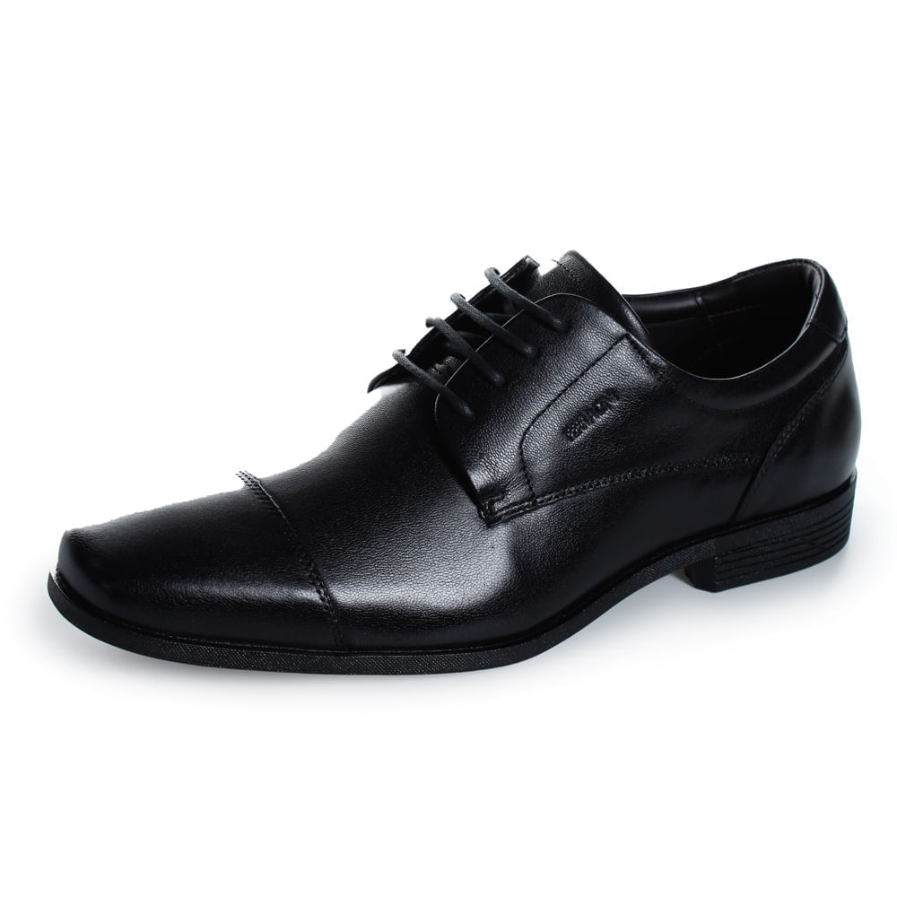 Dois sapatos sociais pretos masculinos Ferracini com cadarço e sola antiderrapante