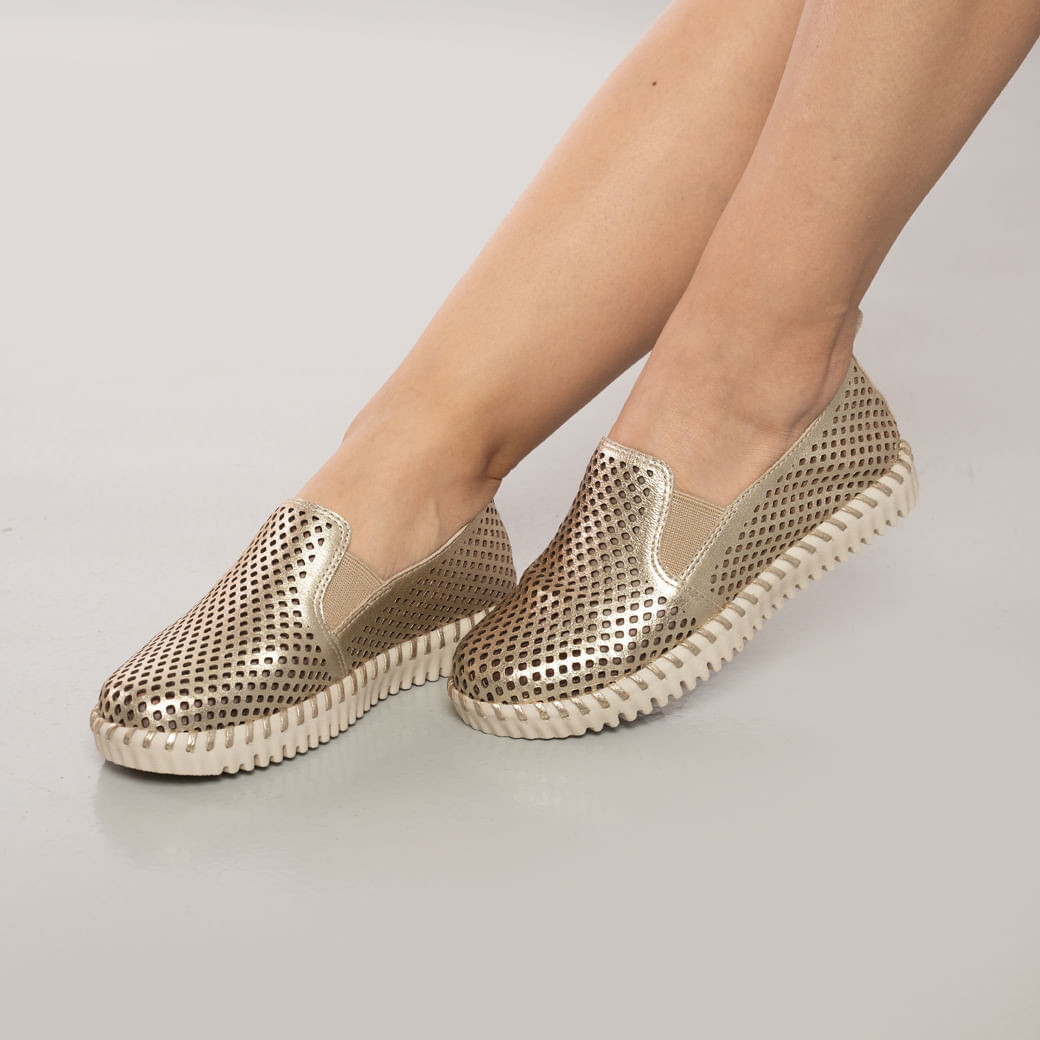 Tênis Casual Bottero Couro Feminino Dourado Oscar