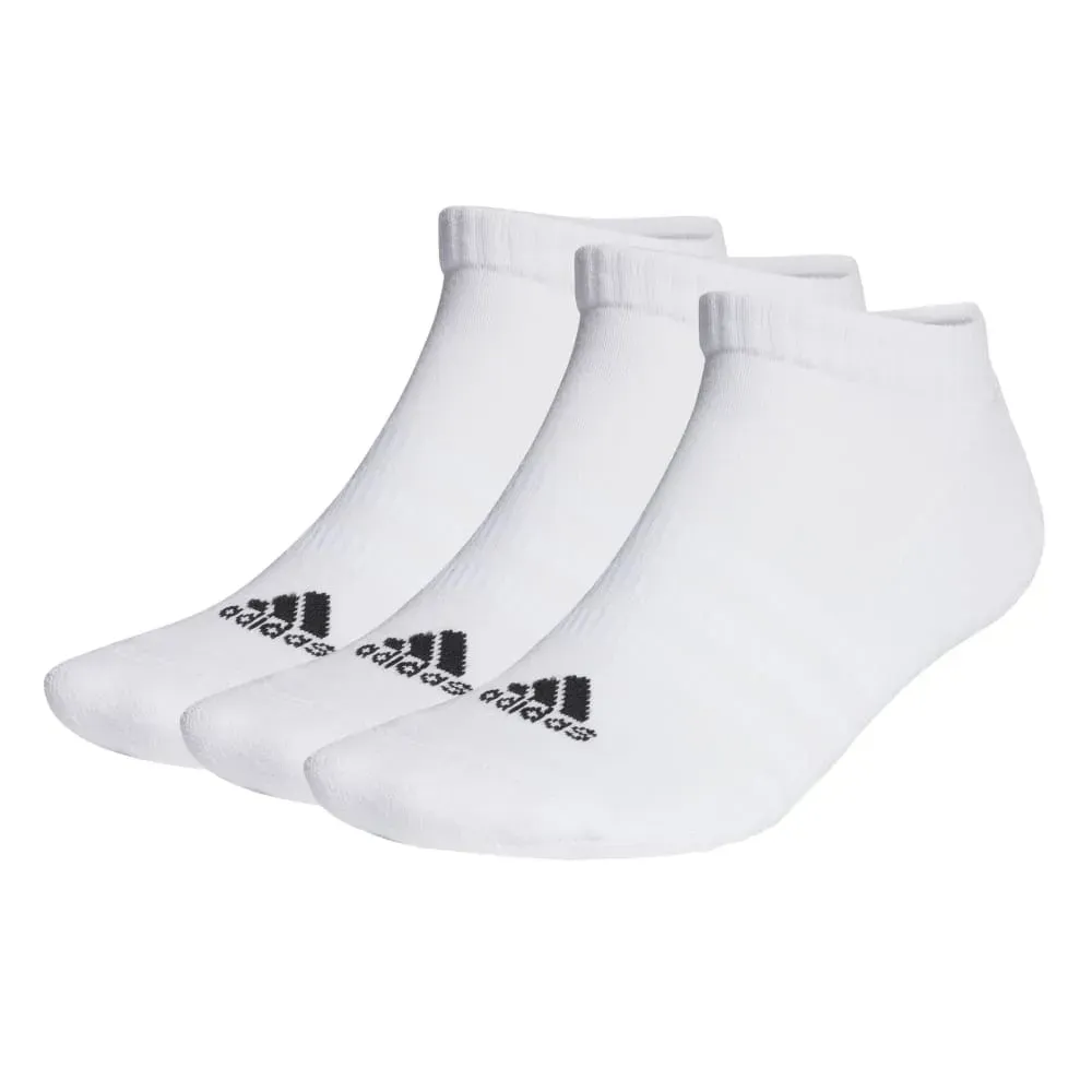 Kit com três meias esportivas unissex Adidas na cor branca, modelo HT3463