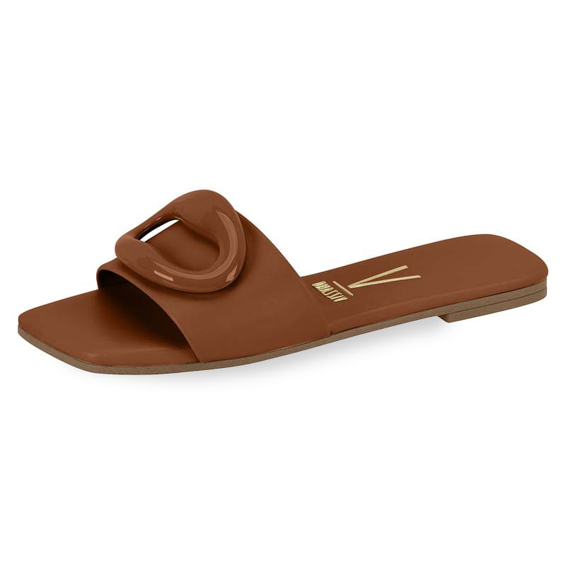 Rasteira feminina Vizzano marrom vista superior demonstrando design e conforto