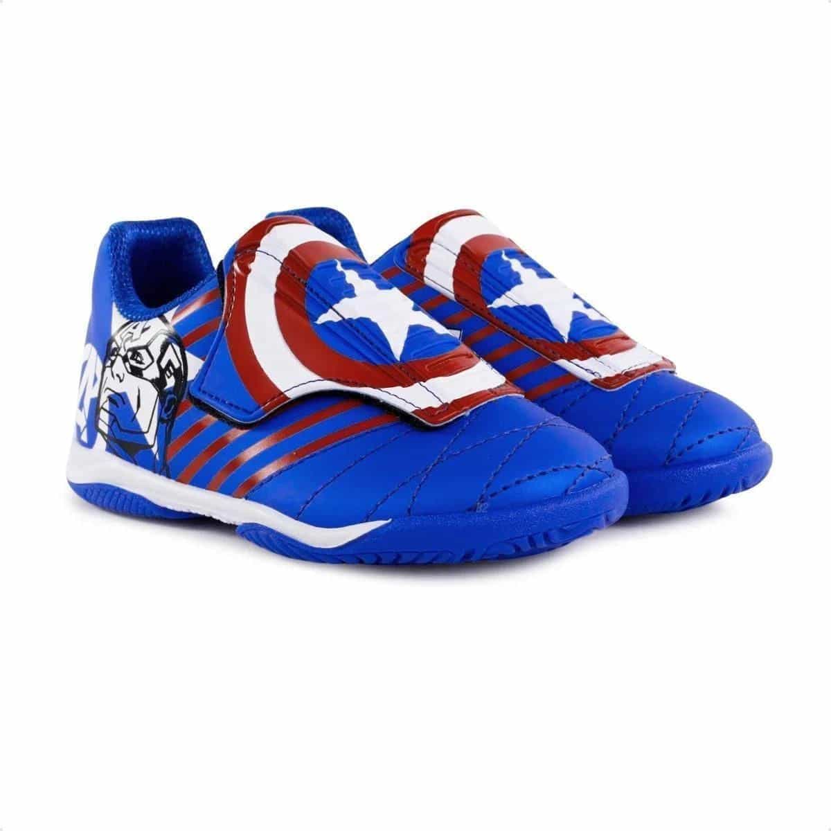 CALCADOS CHUTEIRA FUTSAL INFANTIL AZUL 24-4700 AVENGERS + BOLA SINT-1761142950711