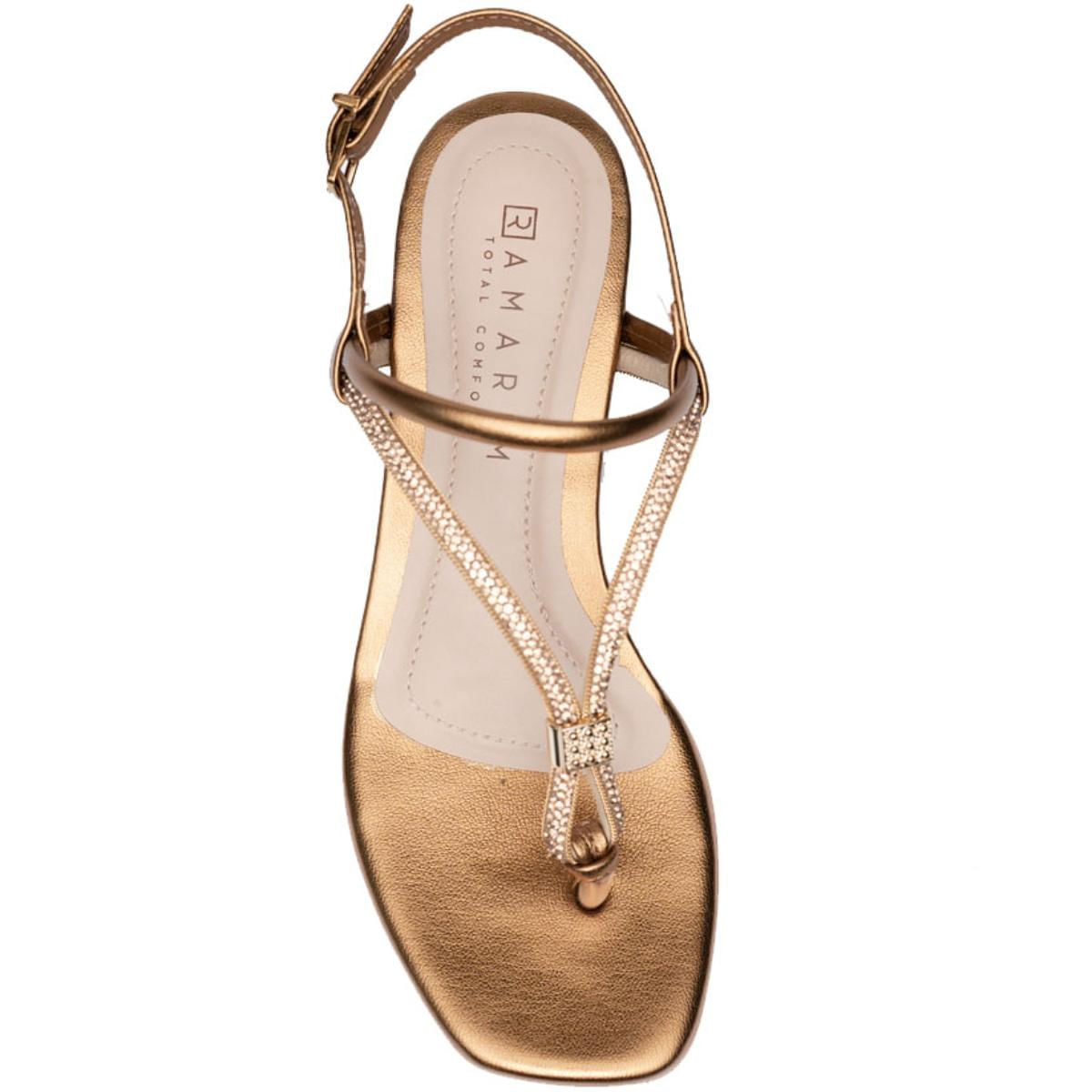 Sandália Ramarim casual bronze vista frontal para ajuste e conforto