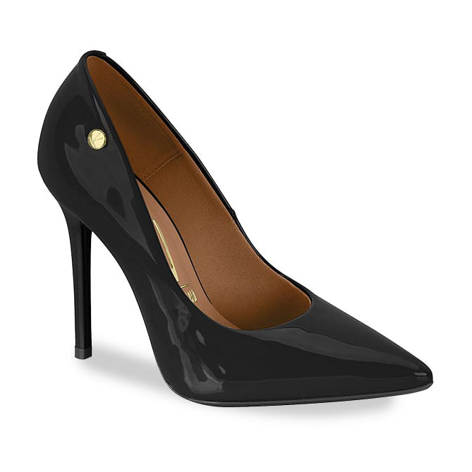 Scarpin Vizzano Verniz Preto Feminino – Salto Médio e Bico F Oscar