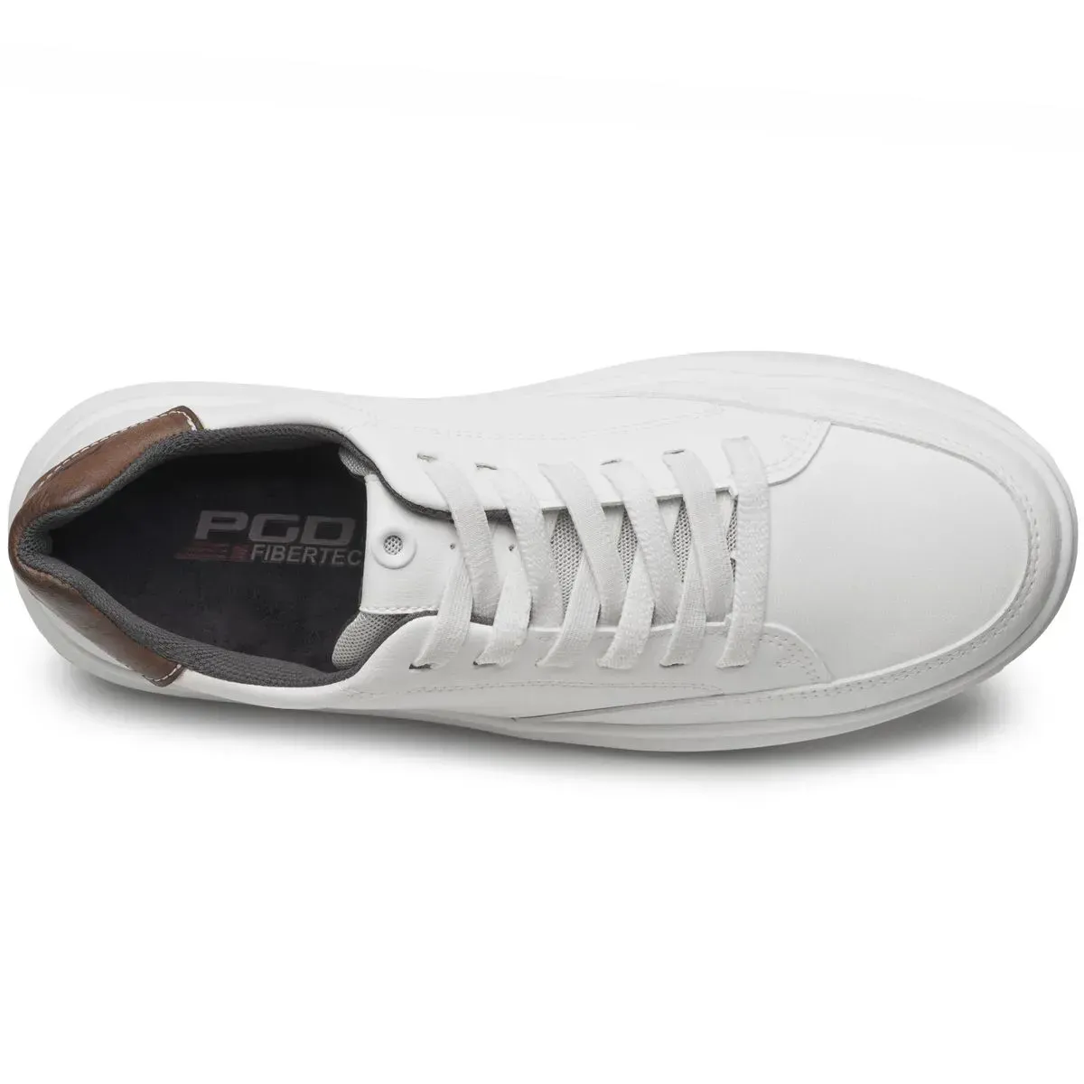 Tênis casual masculino branco Pegada em vista lateral para ajuste e conforto