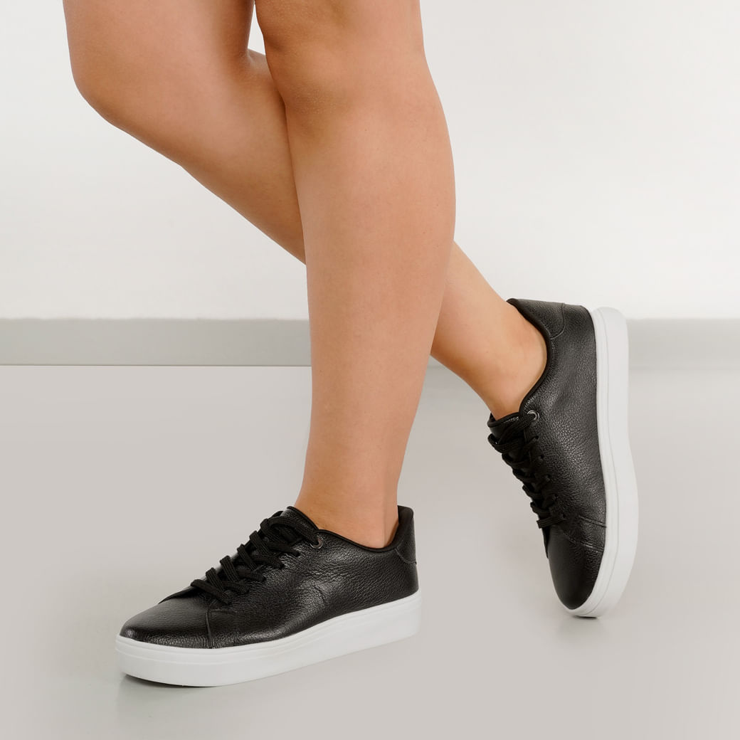 Tênis Casual de Couro OSC Preto Feminino Paquetá Esportes