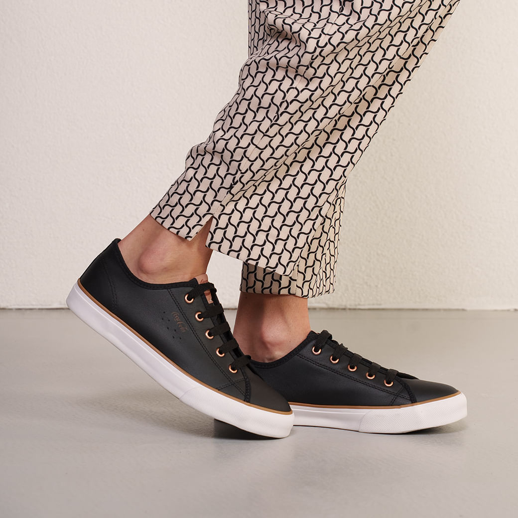 Tênis Coca-Cola Stream Leather Feminino Preto Paqueta Esportes