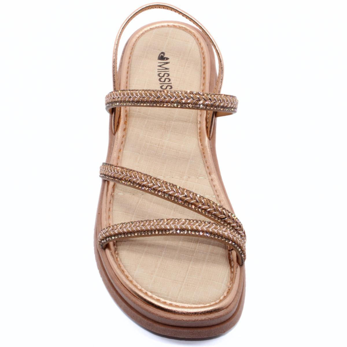 Sandália Mississipi casual feminina rose vista frontal para ajuste e conforto