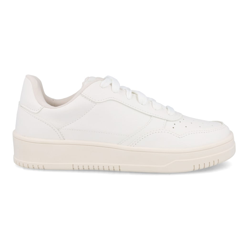 Vista lateral do tênis M Shuz Casual Feminino Branco para ajuste e conforto