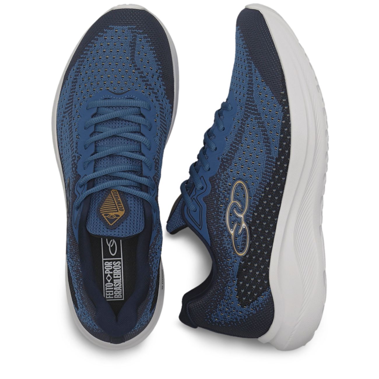 Tênis Olympikus Soma Masculino Azul em detalhe lateral para ajuste e conforto