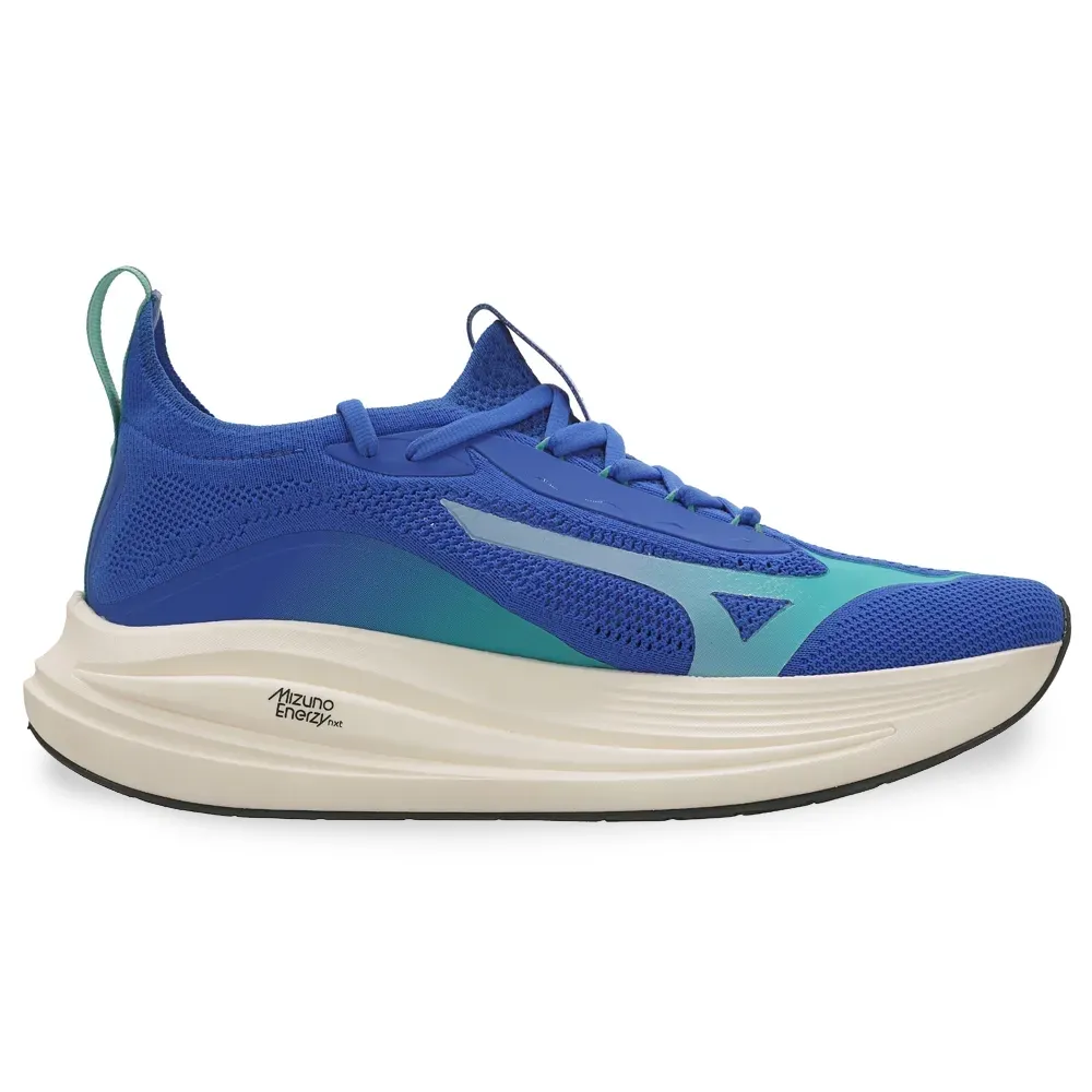 Tênis Mizuno Neo Aura Knit Masculino Azul vista frontal para ajuste e conforto